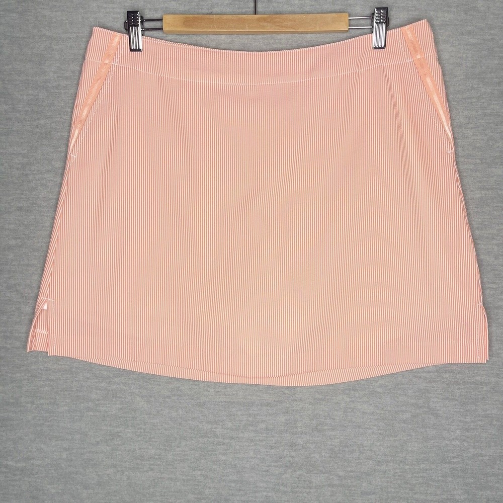 LADY HAGEN Womens golf skirt skort Size 12 seersucker pockets white Orange